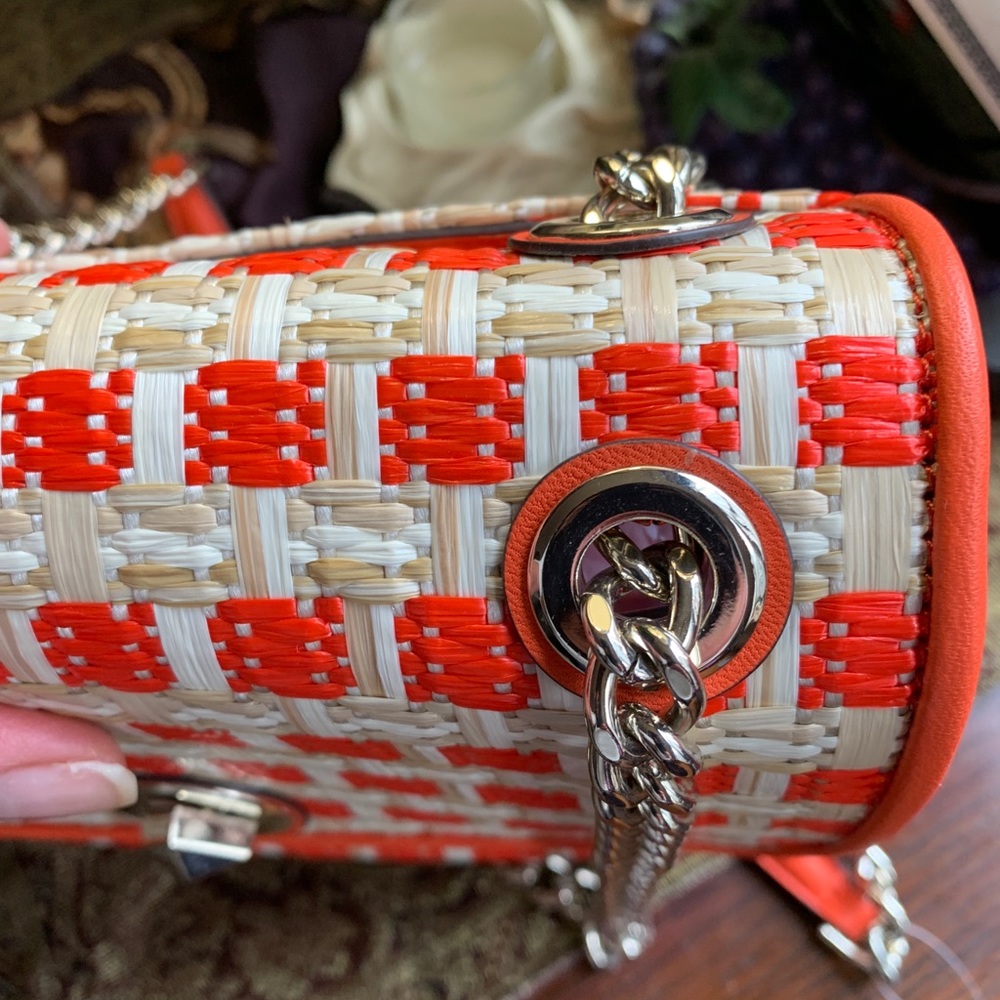 Authentic KATE SPADE Straw/Leather Flap turnlock crossbody/Shoulder bag - Picture 10 of 16
